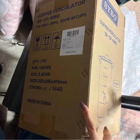 New in box SYBO COFFEE PERCOLATOR SR- CP-40BGStainless Steel Coffee